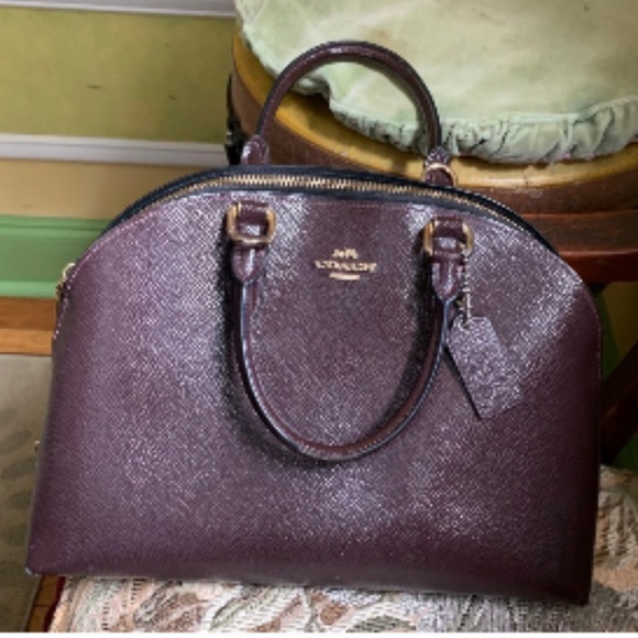 COACH Authenticated Alma Satchel Crossgrain Leather Domed + Hangtag Burgundy SoA - Picture 2 of 16